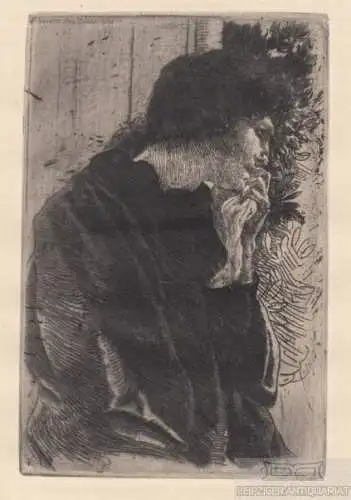 Radierung: La Tristesse, Bernard, Paul Albert. Kunstgrafik, 1887, The sadness