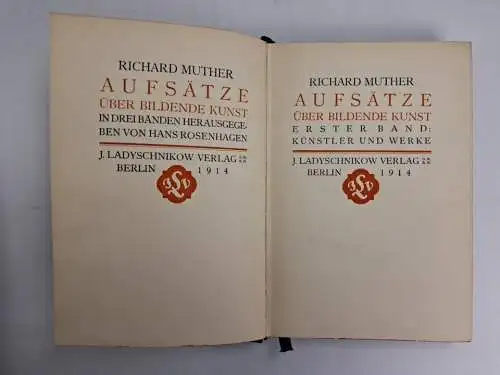 Buch: Aufsätze über bildende Kunst, Richard Muther,3 Bände, 1914, Ladyschnikow