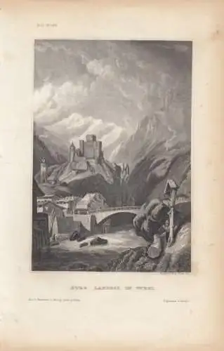 Burg Landeck in Tyrol. aus Meyers Universum, Stahlstich. Kunstgrafik, 1850