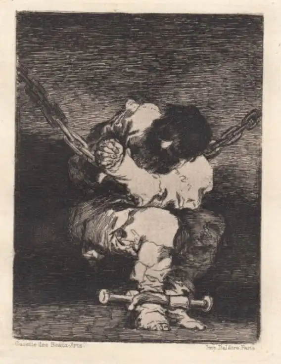 Radierung: Der Gefangene, Goya, Lucientes, Francisco de. Kunstgrafik 0