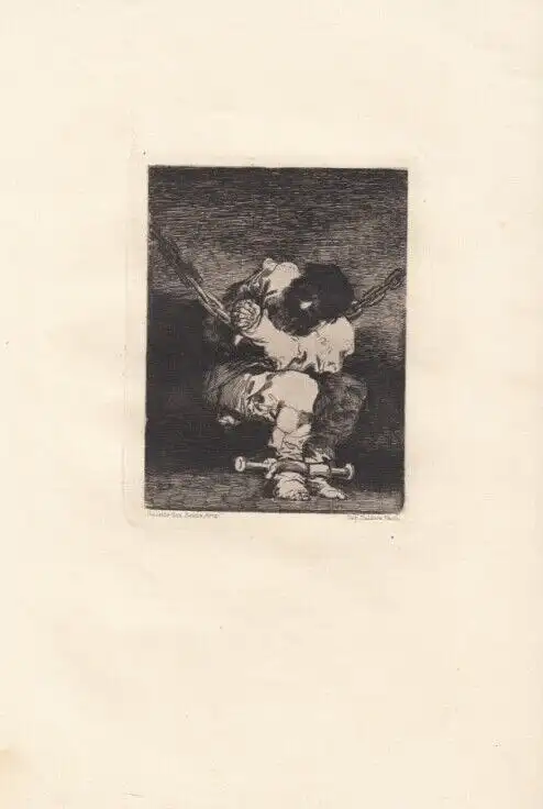 Radierung: Der Gefangene, Goya, Lucientes, Francisco de. Kunstgrafik 1