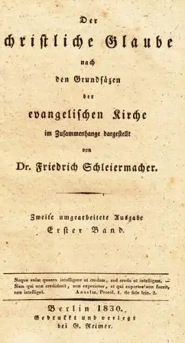 Buch: Der christliche Glaube nach den Grundsätzen der... Schleiermacher. 2 Bände