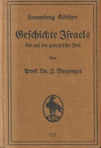 Buch: Geschichte Israels bis auf d. griech. Zeit, Benzinger, J., 1924,de Gruyter