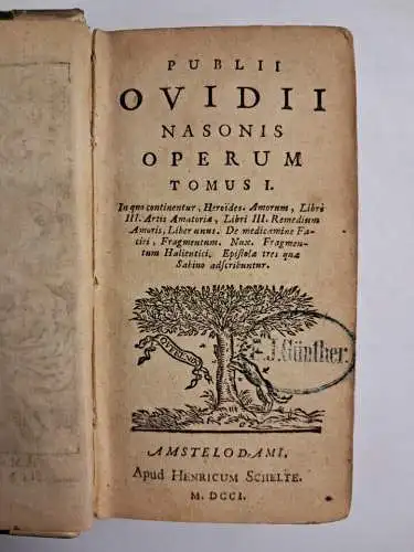 Buch: Operum P. Ovidii Nasonis, Tom. 1-3, Ovid, 1711, Henr. Schelte, guter Zust.