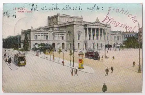 AK Leipzig. Neues Theater, 1905, Dr. Trenkler, gelaufen, Postkarte Ansichtskarte