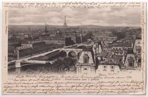 AK Paris - Panorama des 7 ponts, 1902, B. F. Paris, gelaufen, Postkarte