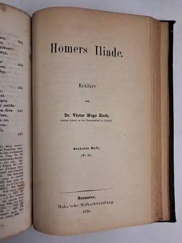 Buch: Homers Iliade. Erklärt von Dr. Victor Hugo Koch, Hahn'sche Hofbuchhandlung