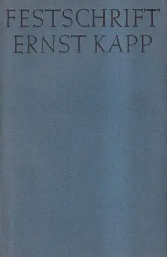 Buch: Festschrift Ernst Kapp, H. Diller / H. Erbse, 1958, Marion von Schröder