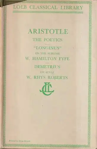 Buch: Aristotle The Poetics, Longinus, Demetrius, 1960, Harvard University Press