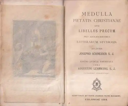 Buch: Medulla pietatis christianae... J. Schneider / A. Lehmkuhl, 1888, Bachemus