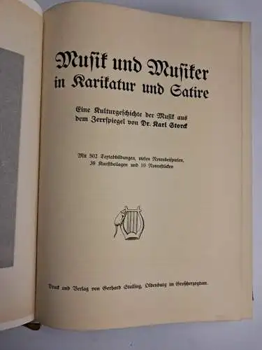 Buch: Musik und Musiker in Karikatur und Satire, Karl Storck, 1910, G. Stalling