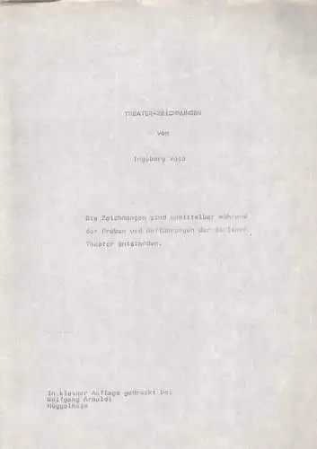 Buch: Theater-Zeichnungen, Voss, Ingeborg, ohne Verlag, gebraucht, gut