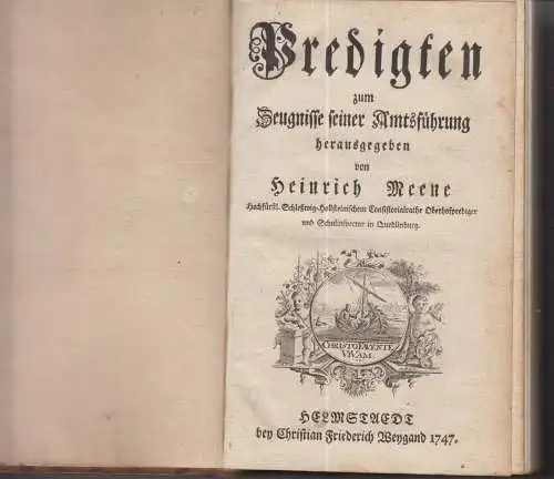 Buch: Predigten, Meene, Heinrich, 1747, Christian Friederich Weygand