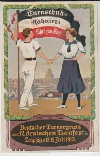 AK Turnschuh, Deutscher Turnergruss vom 12. deutschen Turnfest in Leipzig 1913