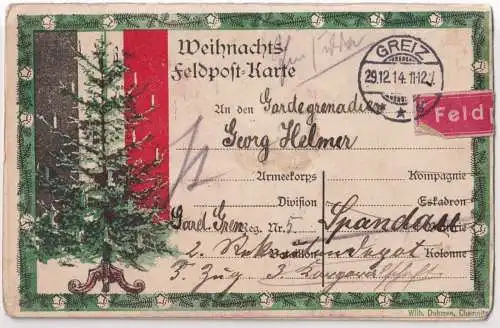 AK Weihnachts-Feldpost-Karte, Klappkarte, Wilhelm Dohmen, gelaufen, Postkarte