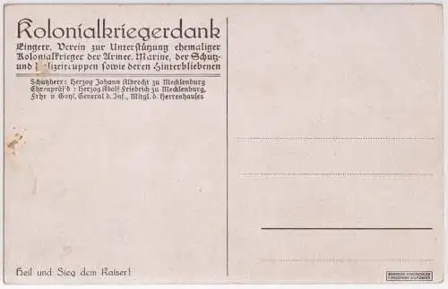 AK Kolonialkriegerdank, Bruckmann, Postkarte, Kaiser Wilhelm II., ungelaufen