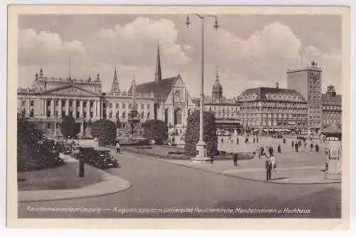 AK Reichsmessestadt Leipzig. Augustusplatz m. Universität, Paulinerkirche...Mohr