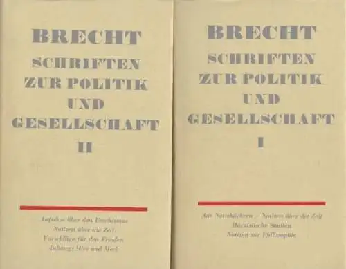 Buch: Schriften zur Politik und Gesellschaft, Brecht, Bertolt. 2 Bände, 1968