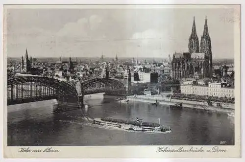 AK Köln am Rhein. Hohenzollernbrücke u. Dom, Bänisch & Kratz, Postkarte