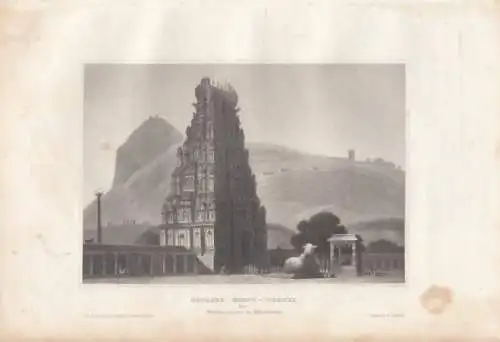 Grosser Hindu-Tempel bey Tritchencore in Hindostan. aus Meyers... Stahlstich