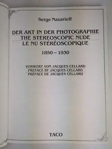 Buch + 3D-Brille: Der Akt in der Photographie 1850-1930, Serge Nazarieff, 1987