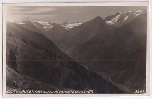 AK Blick v. d. Autenalm auf die Stubaigletscher, 1938, Much Heiss, Fotopostkarte