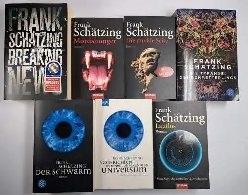 7 Bücher Frank Schätzing Schwarm, Breaking News, Universum, Mordshunger, Lautlos