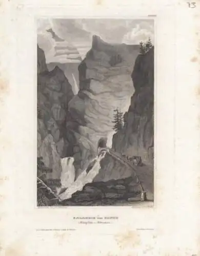 Gallerie von Gondo (Simplon-Strasse). aus Meyers Universum, Stahlstich. 1850