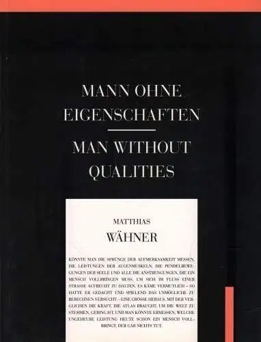 Ausstellungskatalog: Mann ohne Eigenschaften, Wähner, Matthias, 1994, Fotomuseum