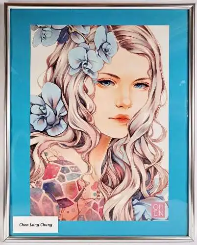 Gerahmter Kunstdruck von Chen Long Chung, sehr guter Zustand, Artprint, Manga