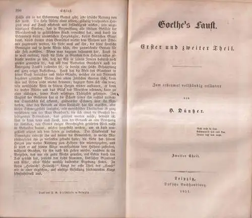 Buch: Faust, Erster und zweiter Theil, Goethe, 1850/1851, Dyksche Buchhandlung