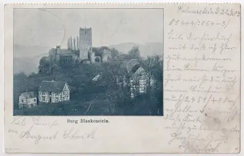 AK Burg Blankenstein, 1903, Postkarte, Ansichtskarte, gelaufen, August Schmidt