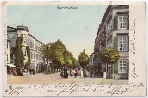 AK Pyrmont. Brunnenstraße, 1901, Ottmar Zieher, Postkarte, gelaufen, farbig