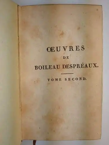 Buch: Oeuvres de Boileau Despreaux. Nicolas Boileau, 1800, Didot, 2 Bände