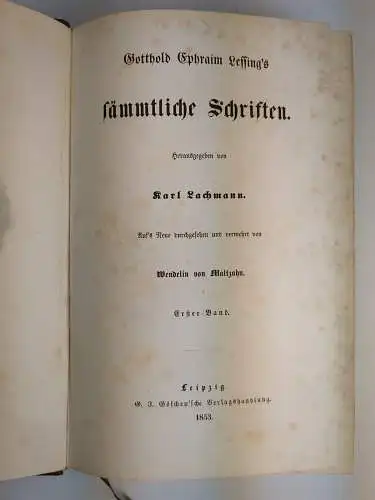 Buch: G. E. Lessing's Sämmtliche Schriften, 1853 ff., Göschen, 12 in 13 Bänden