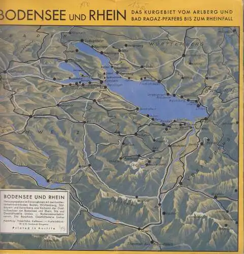 Broschur: Bodensee und Rhein, Kurgebiet Arlberg, Bad Ragaz-Pfäfers, Rheinfall