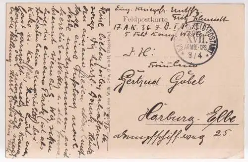 AK Feldpostkarte 1917, Postkarte, gelaufen, Erster Weltkrieg, gebraucht, gut