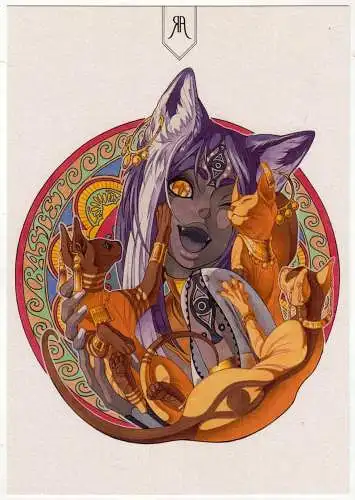 Kunstdruck: Artprint ANCIENT GOD Bastet, Reyhan Yildirim, Manga, Anime, Artwork