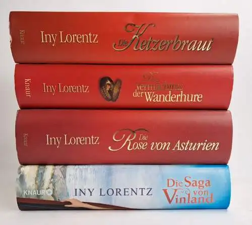 4 Bücher Iny Lorentz: Die Saga von Vinland, Ketzerbraut, Wanderhure, Asturien