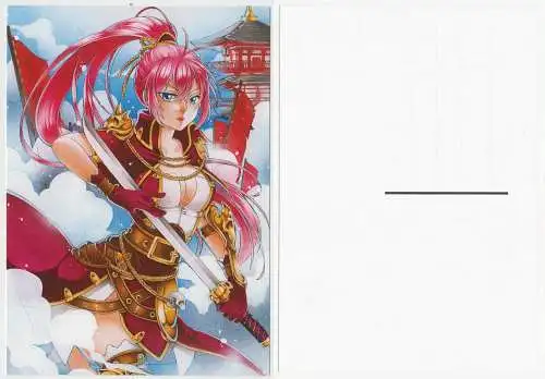 Lot: 4 Postkarten Manga Anime Girls, Arian Rahmatzai, ungelaufen