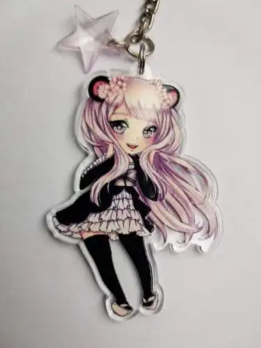 Schlüsselanhänger Kawaii Manga Girl, Hidekos Artwork, Acryl-Anhänger, Anime