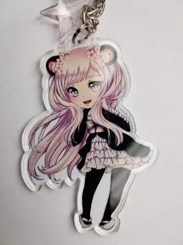 Schlüsselanhänger Kawaii Manga Girl, Hidekos Artwork, Acryl-Anhänger, Anime