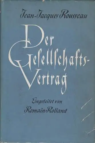 Buch: Der Gesellschaftsvertrag, Jean-Jacques Rousseau, 1953, Greifenverlag