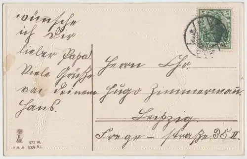 AK Herzlichen Glückwunsch zum neuen Jahre, 1914, gelaufen, Postkarte