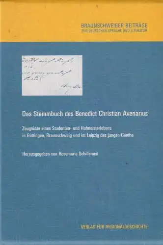 Buch: Das Stammbuch des Benedict Christian Avenarius, Schillemeit, Rosemarie