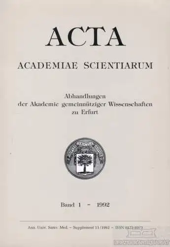 Acta Academiae Scientiarum. Band 1 / 1992, Klöcking, Hans Peter u.a. 1992