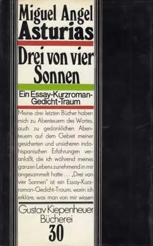 Buch: Drei von vier Sonnen, Asturias, Miguel Angel. Gustav Kiepenheuer Bücherei