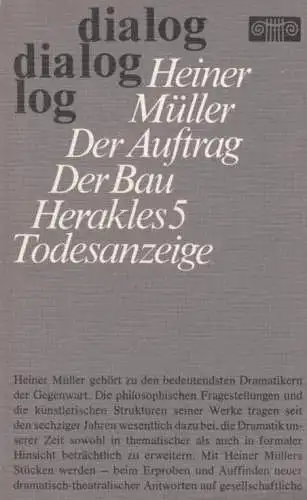 Buch: Der Auftrag. Der Bau. Herakles 5. Todesanzeige, Müller, Heiner. Dialog