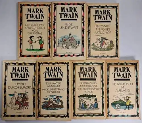 7 Bücher Mark Twain, Aufbau Verlag, Arglosen, Prinz, Fremde, Reise um die Welt..