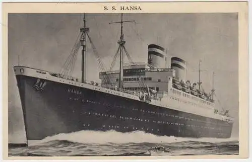 AK S. S. Hansa, 1938, Manhattan Post Card Publishing, New York, gelaufen